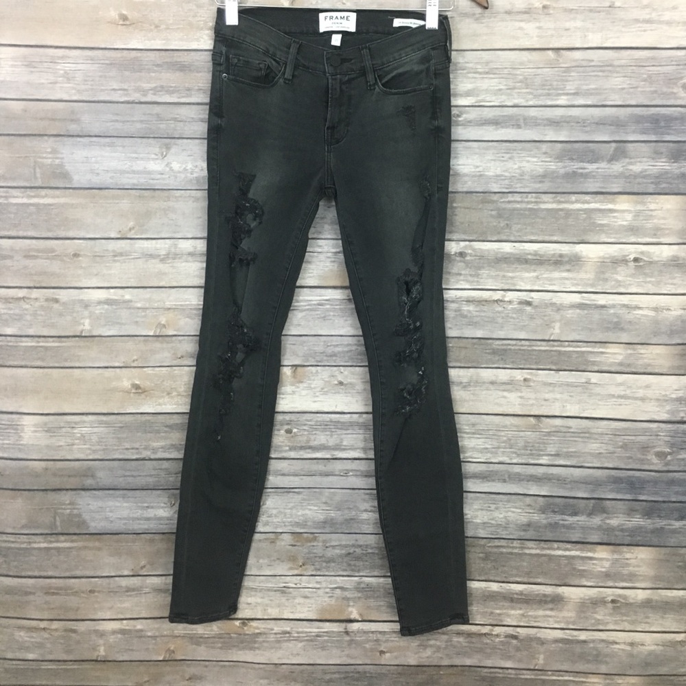 Frame Le Skinny de Jeanne Knightrider Shred Jeans